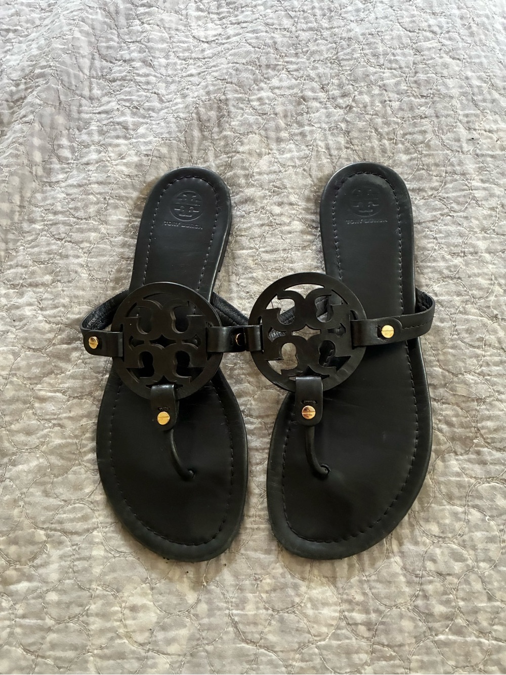 Tory Burch Black Miller Logo Sandals - Picture 3 of 5